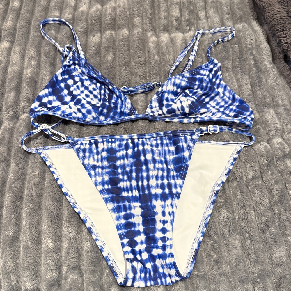 Blue Patterned Women's Swim Top and bottom